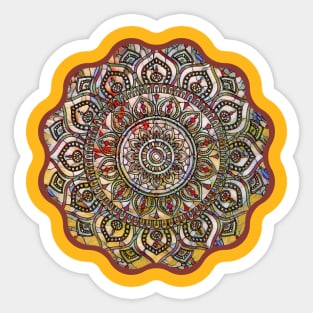 Digital Fluid Art Design from Original Flip Cup Technique - Colorful Mandala Sticker